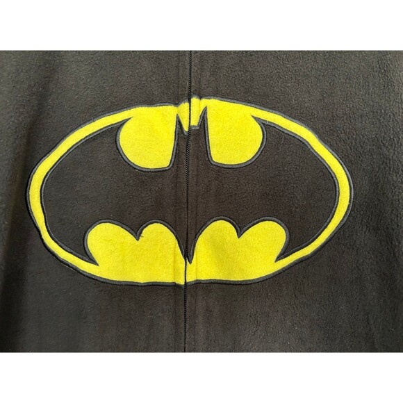 DC Comics BATMAN Fleece Zip Up Pajama Suit Costume w/ Cape Men M Black/Yellow - Picture 5 of 10